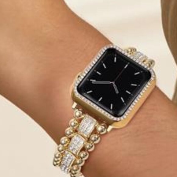 NEW Gold Luxury Silver Bling Beaded Apple Watch Band main image 5